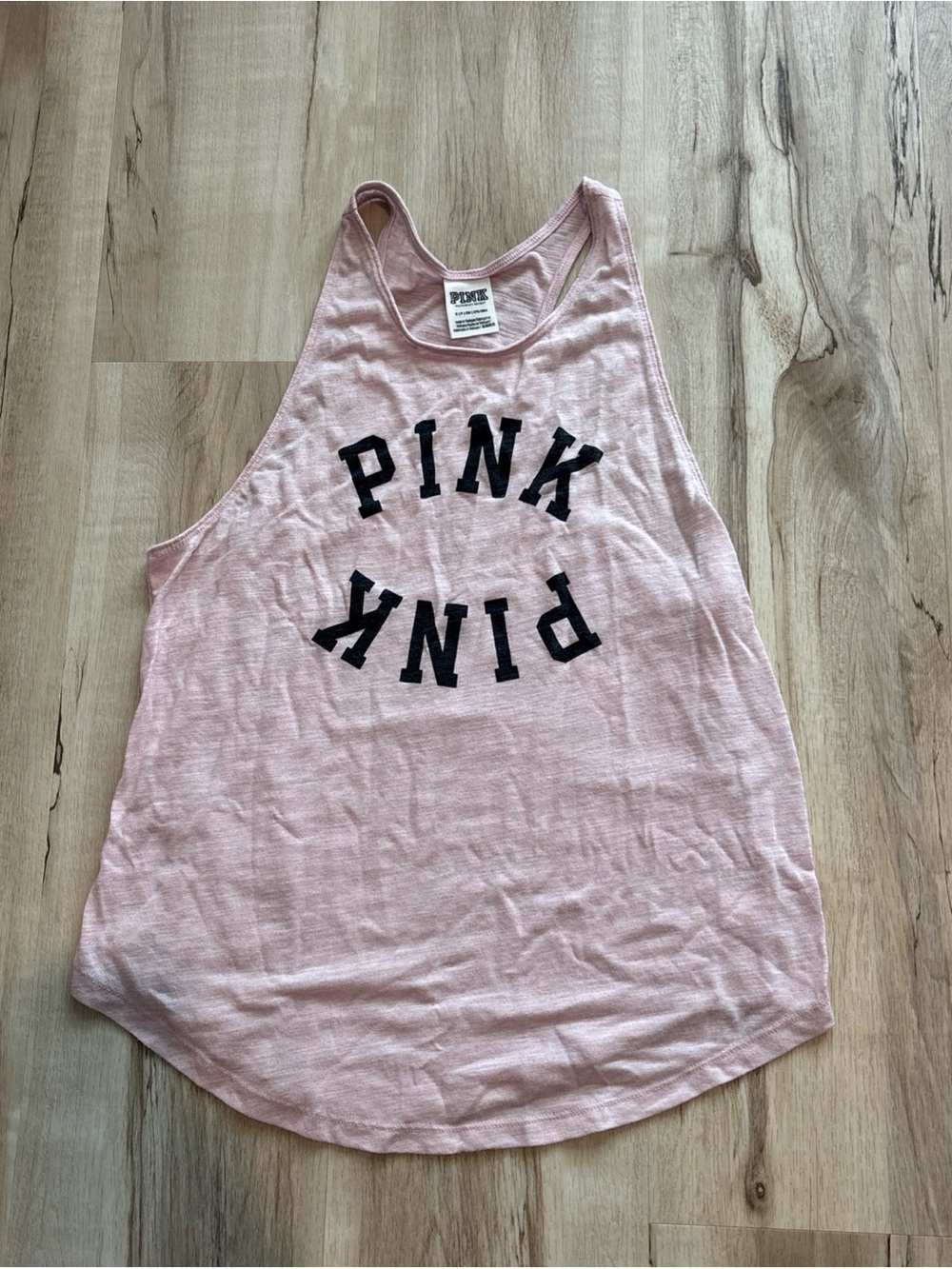 PINK Victoria's Secret Pale Pink Racerback Logo Tank small